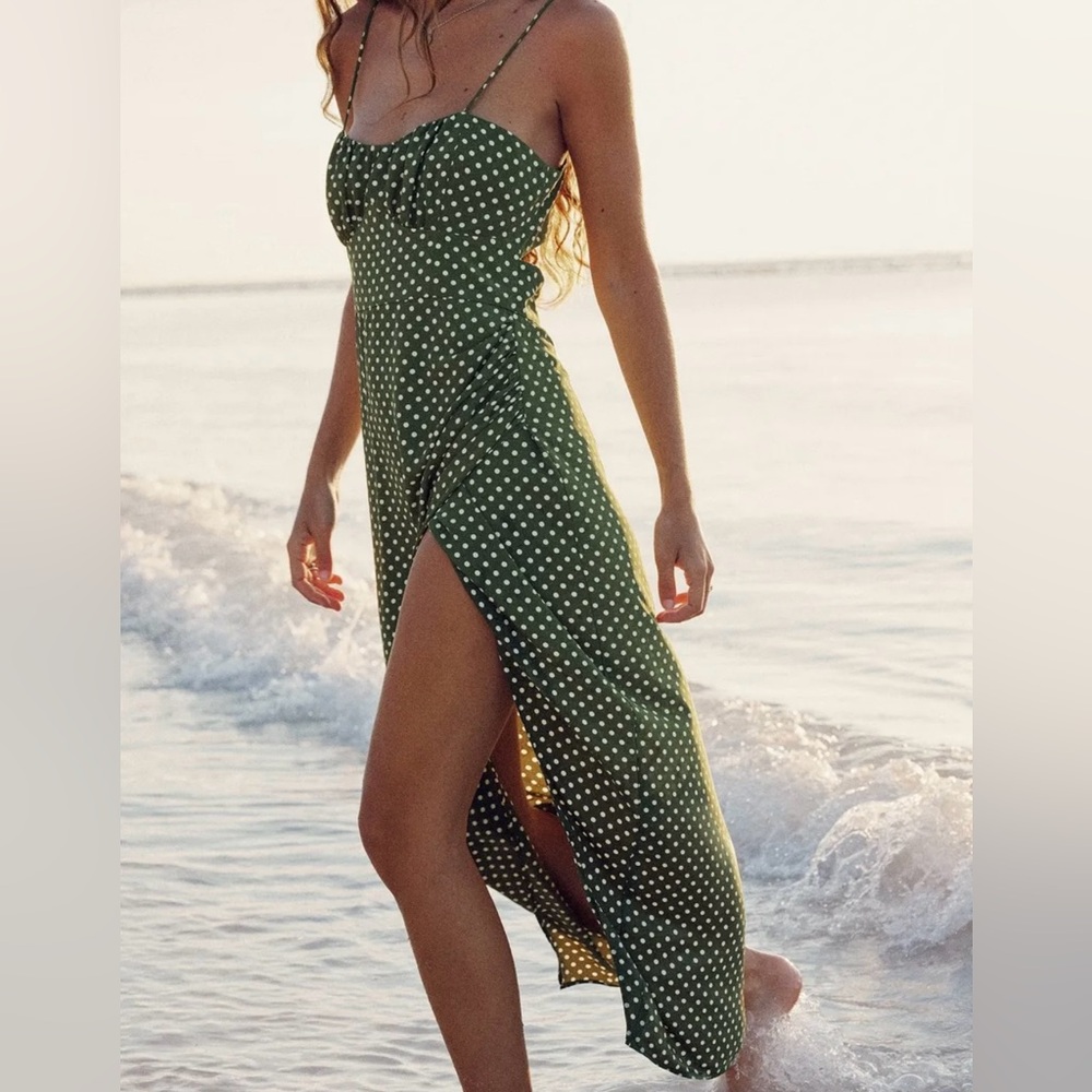Zara Green Polka Dot Midi Dress